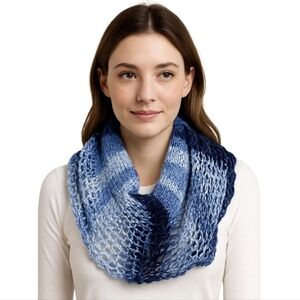 Hand Crafted 12-way scarf Crochet Blue Handmade winter accessory hand knit Ombrè